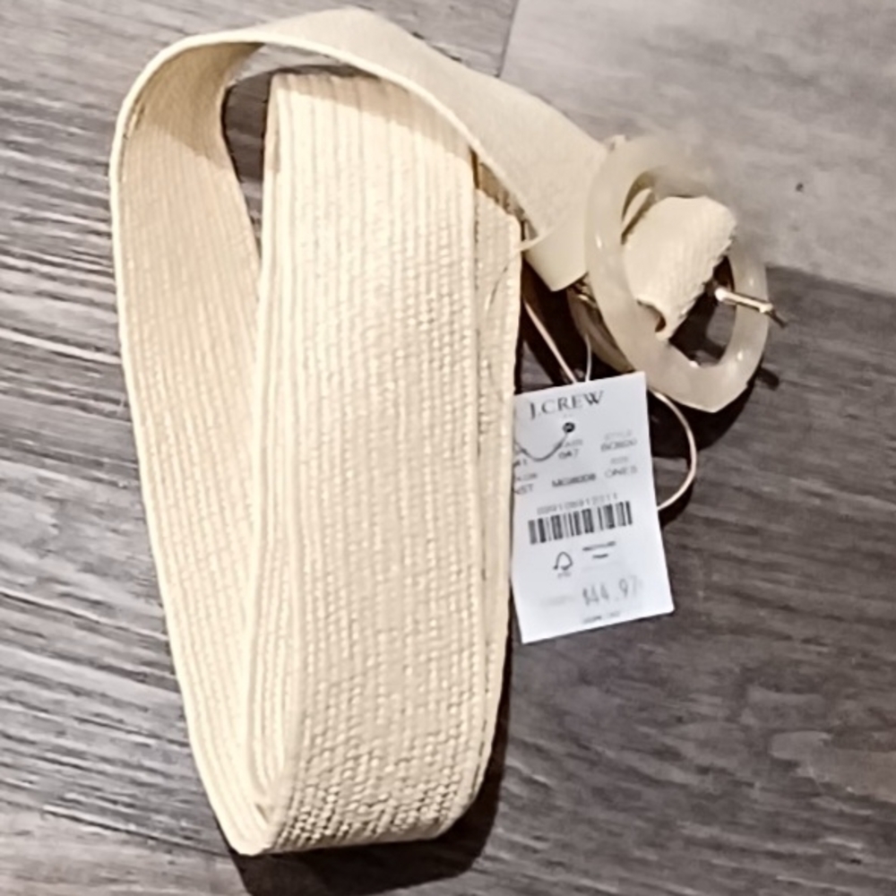 J. Crew Cream Woven Elastic Belt with Resin Buckle